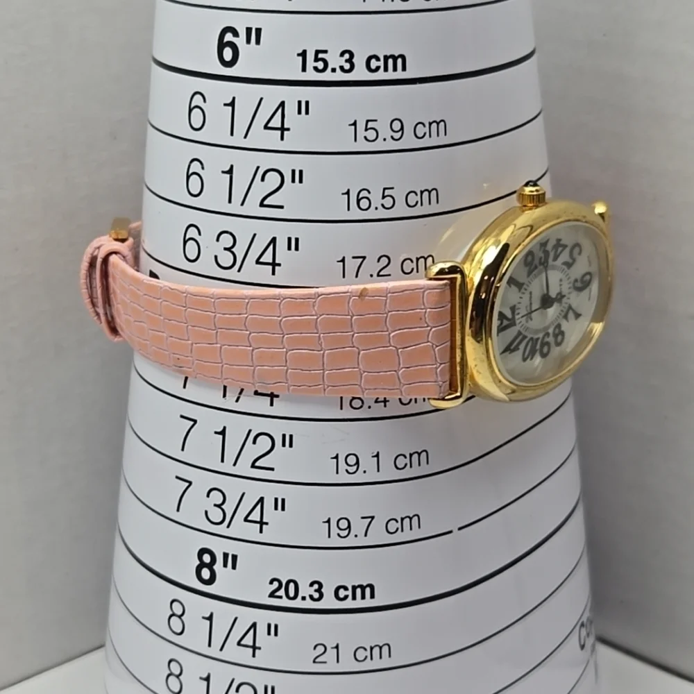 Womens Vintage Vienna Watch Classic Luxury Gold Tone Pink Leather New Battery